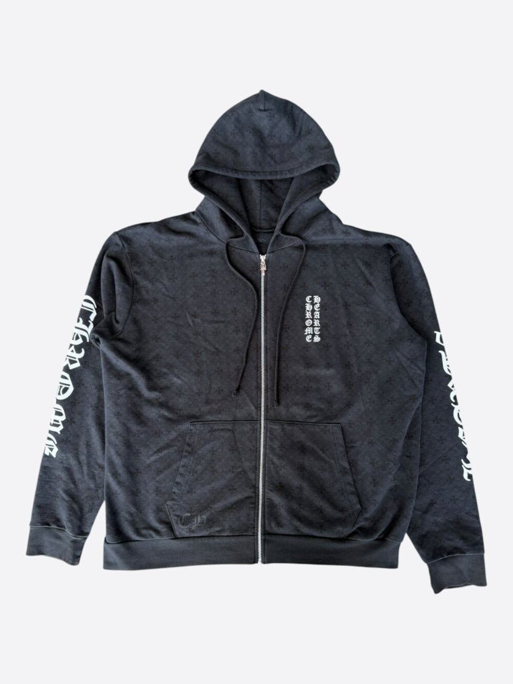 Chrome Hearts Black & White Cross Jacquard Horseshoe Logo Zip Up Hoodie